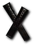 WSW Black perforated sports-style leather watchband to fit TAG Heuer Monza models