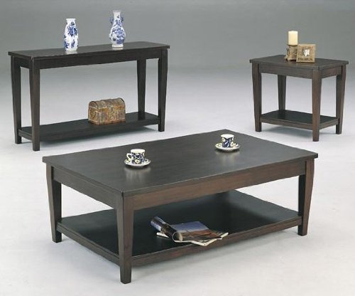 Contemporary 3 PC Occasional Table Set in Cappuccino Finish