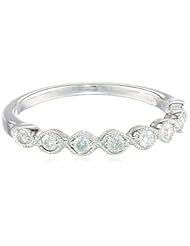 14k White Gold Milgrain Diamond Band