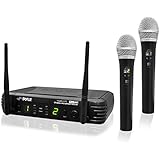 PylePro PDWM3375 Premier Series Professional 2-Channel UHF Wireless Handheld Microphone System with Selectable Frequencies