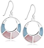 Image of Silver Pink Blue Mother of Pearl Cut Out Drop Earrings