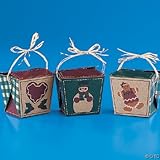 Decorative Country Patchwork Christmas Gift Boxes - Assorted Styles - Set of 36