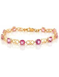 10k Yellow Gold Pink Topaz Unique Cris Cross Designer Bracelet