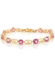 14k Yellow Gold Pink Topaz Unique Cris Cross Designer Bracelet