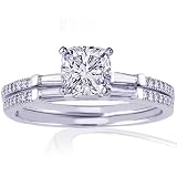 0.90 Ct Cushion Cut Petite Diamond Engagement Wedding Rings Pave Set 14K VS1 GIA