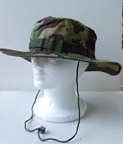 CLEARANCE Army Green Camouflage Jungle Bucket Hat with Chin Cord - Large - Head placement 7 1/2 inches in diameter - Hat Rim 2 1/2 inches long - Great gift for outdoor activities like gardening, hiking, and more - END OF SEASON CLEARANCE
