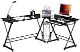 Large GLASS CORNER COMPUTER DESK by Piranha Trading Ltd with FREE EXPEDITED DELIVERY (PC23)