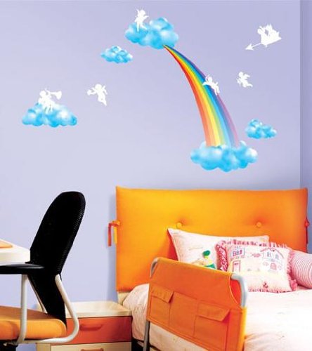 Angels & Rainbow Nursery/Kids Room Peel & Stick Home Wall Art Sticker Decals