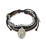 Multi-Strand Leather Braided Bracelet with St. Benedict Charm