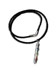 Shanti Boutique Chakra Gemstones Leather Necklace 18"/45 cm