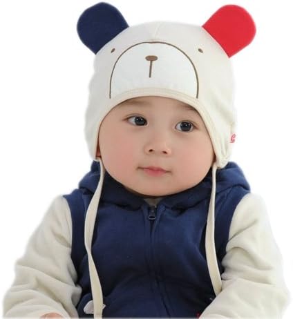Lovely Cute Bear Warm Baby Boy&Girl Cotton Beanie Infant Hat White 0-12 months