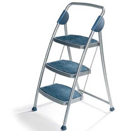 Polder LDR-6103 3-Step Designer Step Stool with Rail, Argento Silver and Black