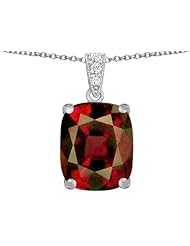 Original Star K (tm) Large 12x10mm Cushion Cut Simulated Garnet Pendant in 925 Sterling Silver