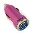 GTMax Metalic Hot Pink 2-Port USB Car Charger Adapter 2A