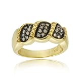 18K Gold over Sterling Silver 1/4ct. TDW Champagne Diamond S Design Ring
