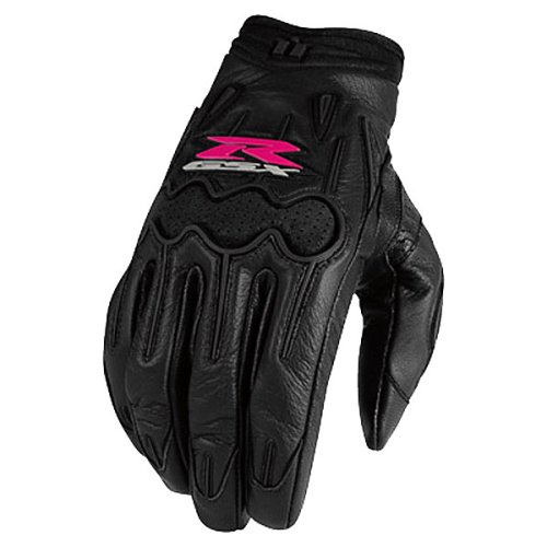 ICON WOMEN'S ARC SUZUKI MOTORCYCLE GLOVE - LEATHER - NEW 2009 (LARGE - BLACK PINK) Image ICON WOMEN'S ARC SUZUKI MOTORCYCLE GLOVE - LEATHER - NEW 2009 (LARGE - BLACK PINK)