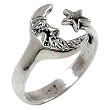 Moon & Star Wrap - Sterling Silver Ring