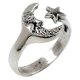 Moon & Star Wrap - Sterling Silver Ring