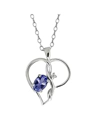 0.46 Ct Oval Blue Tanzanite White Topaz 14K White Gold Pendant