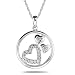 10k White Gold Diamond Circle and Diamond Heart Pendant (1/8 cttw, I-J Color, I2-I3 Clarity), 18
