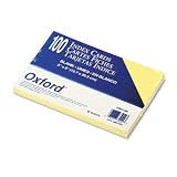 Oxford 7520CAN - Unruled Index Cards, 5 x 8, Canary, 100/Pack-ESS7520CAN