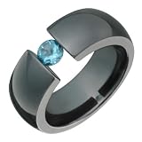 Gimmel- Black Titanium Tension Ring with Blue Topaz