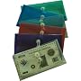Filexec, 1530, Poly Envelope, Side-Loading, Check Size, Set of 12 in 6 Assorted Colors, 2 Each Smoke, Blue, Red, Clear, Purple, Green