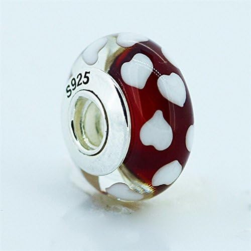 Red Sweethearts Murano Glass Bead Charm fits Pandora Bracelet Authentic 925 Sterling Silver Jewelry
