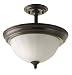 Progress Lighting P3876-15 Melon Glass Two Light Semi Flush Mount with Etched Glass Finish: Polished