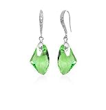 Green Crystal Silver Earrings Used Swarovski Crystals