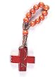 One Decade Finger Rosary with Red Cross and Beads - MADE IN ITALY