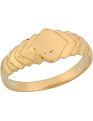 14k Yellow Gold Diamond Shaped Signet Designer Cute Baby Ring
