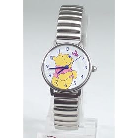Disney Winnie the Pooh Watch (White Face with Silver Stainless Steel Expanding Strap) MC2903