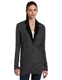 aryn K Womens Boyfriend Sweater Jacket, Charcoal, Small