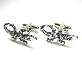 Silver Alligator Gator Croc Cufflinks w/ Gift Box