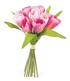 Pack of 6 Artificial Pink Tulip Silk Flower Bouquets 13.5