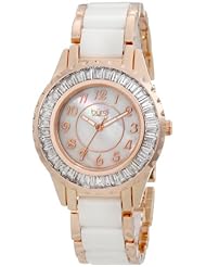 Burgi Womens BUR066WTR Ceramic Bracelet Baguette Quartz Watch
