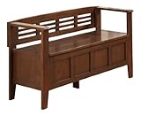 Simpli Home Adams Entryway Storage Bench, Medium Rustic Brown