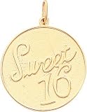 14K Yellow Gold Sweet 16 Charm Engravable