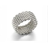 Women's Exquisite Polished Sterling Silver Mesh Ring, Size 5