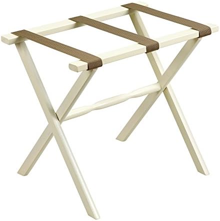 Ivory Straight Leg Luggage Rack with Beige Straps