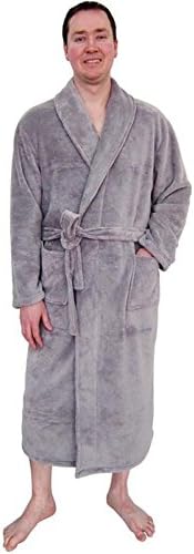 Windfield Men's Shawl Collar Soild Coral Fleece Bathrobe Robe (XXL)