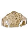 Private Label - Girls Satin Zip Front Jacket, Gold, Khaki Black Shorter Crop Length
