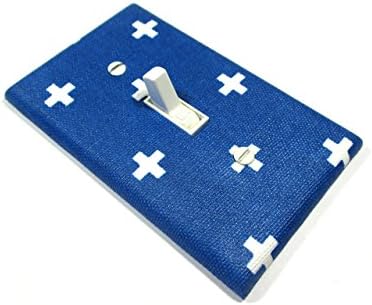 Blue and White Small Swiss Cross Light Switch Cover