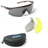 NYX Golf Sunglasses Tour Shield Matte Brown Frame with Traditional 3 Lens Set 99403