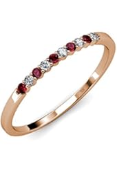 Ruby and Diamond (SI2-I1, G-H) 10 Stone Wedding Band 0.25 ct tw in 14K Gold