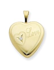 1/20 Gold Filled 16mm Heart With Diamond Love Heart Locket