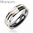 Solid Titanium with Mother of Pearl Inlayed Three Stripe Ring