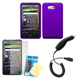 Purple Silicone Case / Skin / Cover, LCD Screen Guard / Protector & Car Cha ....