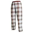 Brown and Light Blue tartan plaid check flannel cotton pants for lounging, sleep, sports. Unisex relaxed fit, exposed elastic waist